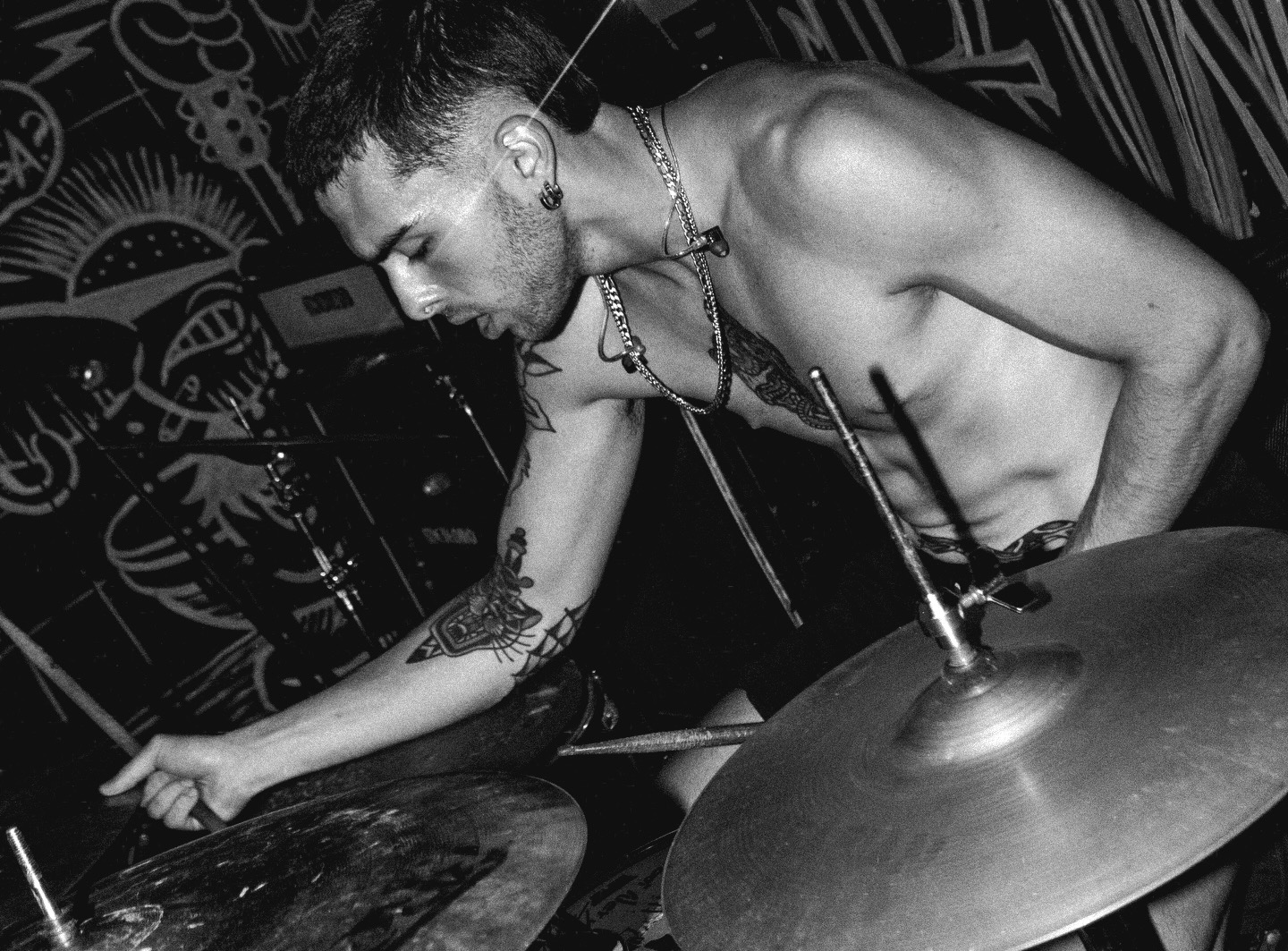 Baterista em ação